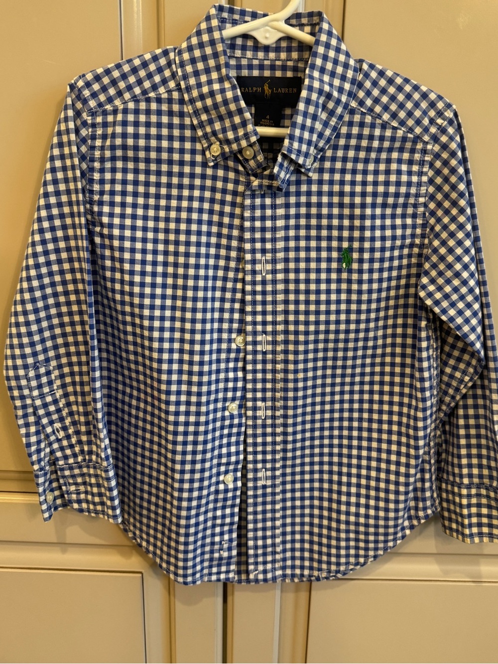 Ralph Lauren Blue and White Gingham Button-Down Shirt